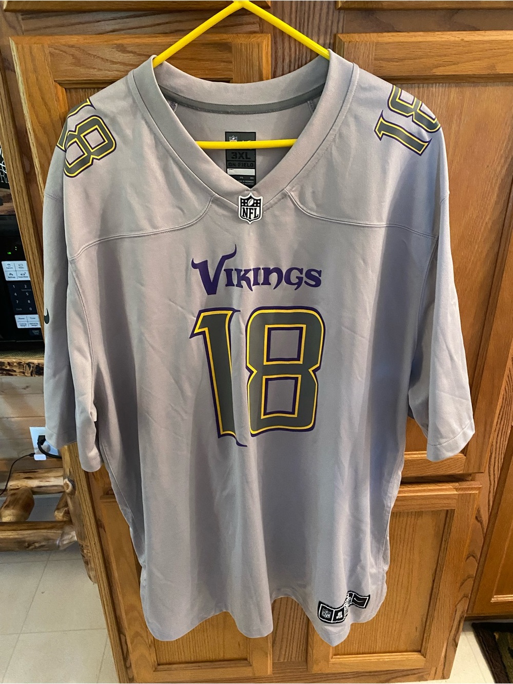 NFL Vikings Gray and Purple Justin Jefferson #18 Football Jersey